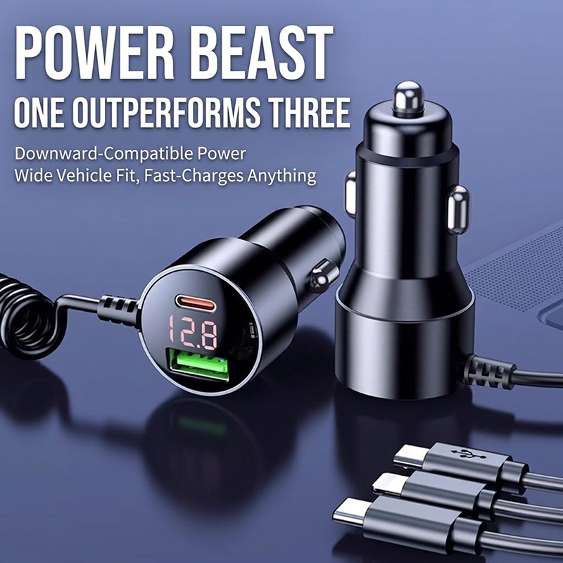 Laptop Charger - Chargeur de voiture 3-en-1 avec câble