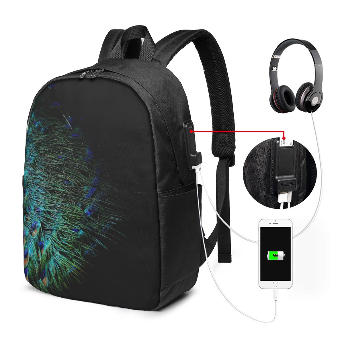 Sac à dos avec plumes de paon  - Laptop Bag avis et prix